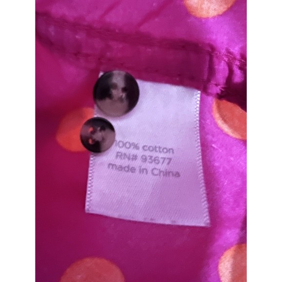 JC Penney Womens Pink & Orange Polka Dot Top w/ Floral Embroidery Button Down 1X - Picture 8 of 10